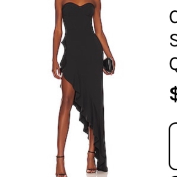 Katie May | Dresses | Katie May Long Black Ruffles Slit On Right Side
